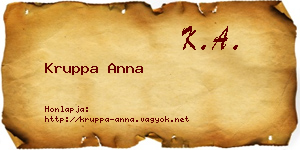Kruppa Anna névjegykártya